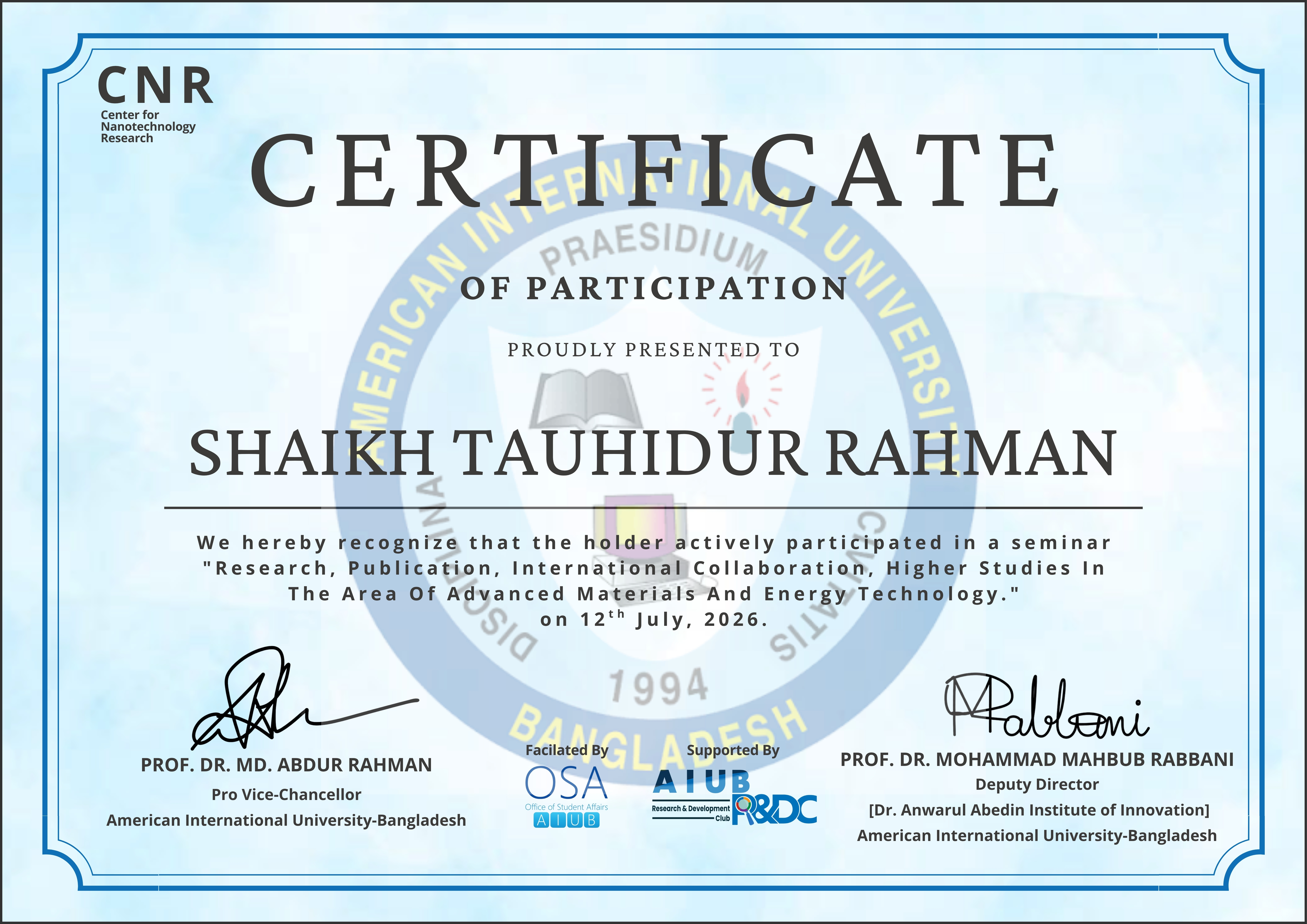 Certificate